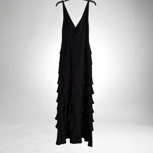 ML Monique Lhuillier navy blue tiered flounce dress, size 2